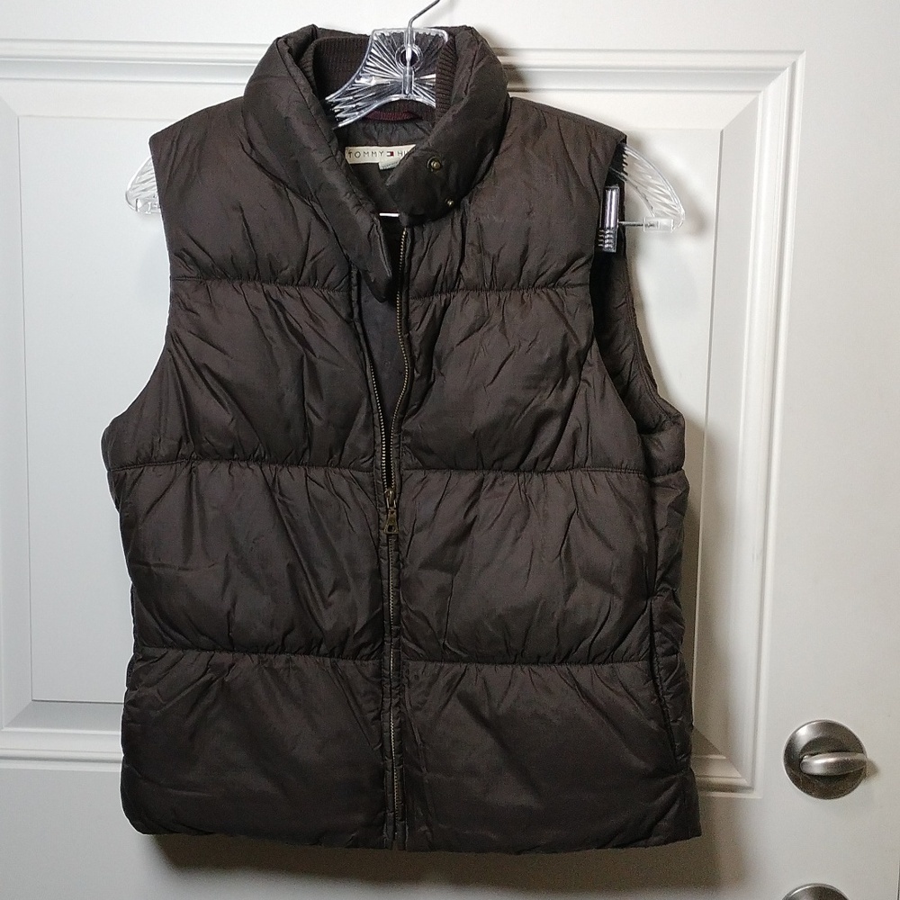 Tommy Hilfiger Dark Brown Puffer Vest SZ Small Petite
